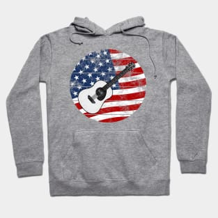 Acoustic Guitar USA Flag Guitarist Musician 4th July Hoodie